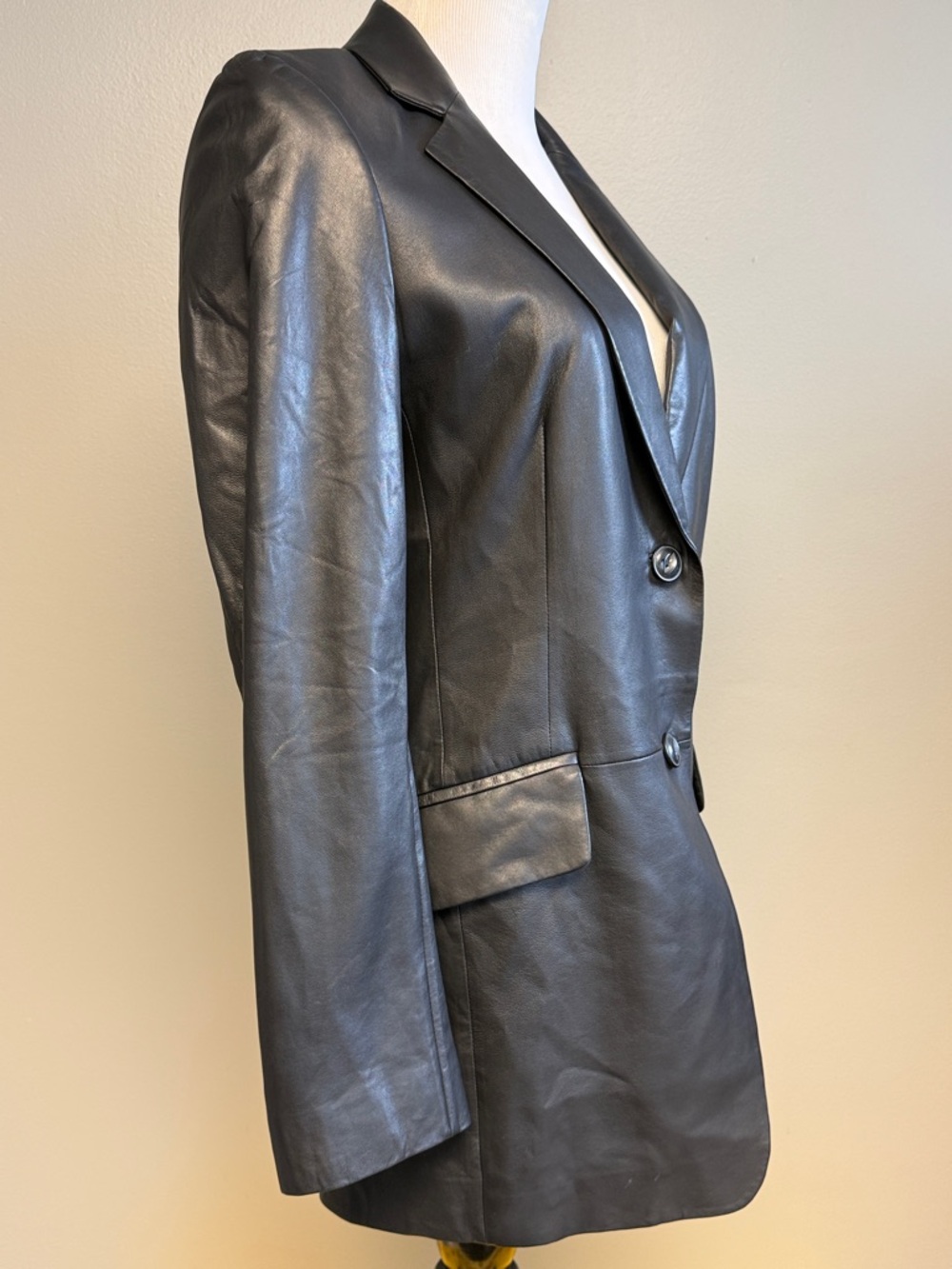 Rag & Bone Lamb Leather Blazer Black Size 2 Tailored Jacket - Picture 5 of 9